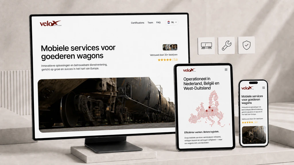 Maatwerk WordPress-website weergegeven op desktop en tablet